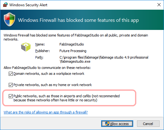 Windows 7 firewall message