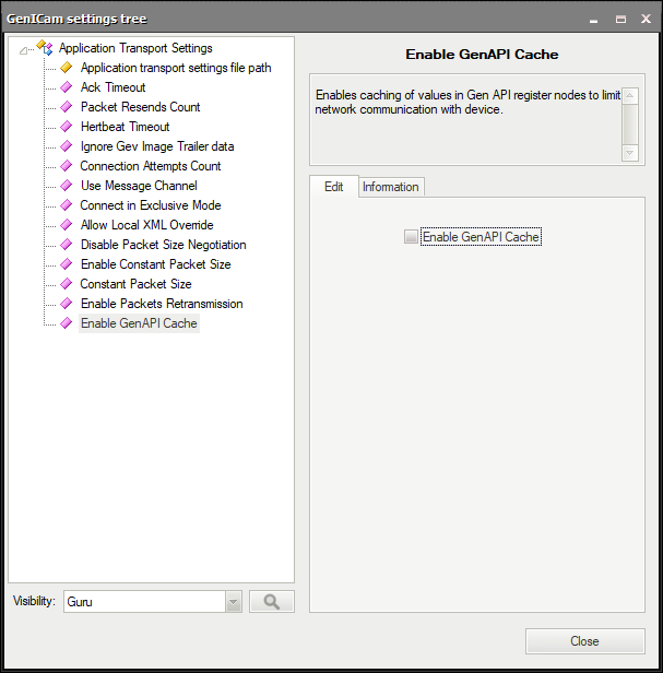 Changing parameter values in GenICam Settings Tree