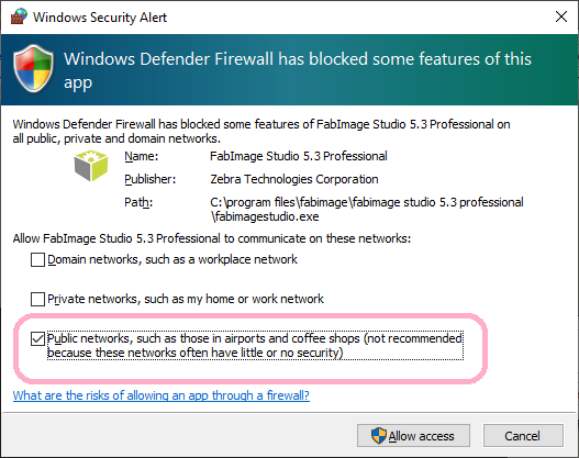 Windows 7 firewall message